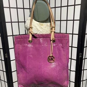 Michael Kors Fuchsia Snakeskin Tote